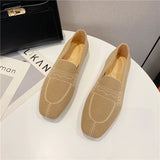 Weaving Princess Shoes Fashion Square Toe Casual Ballet Flats Shoes Women's Knitted Flat Bottom Soft Sole Walking