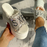 high heels 2023 dropship crystals High Heels leisure Summer Wedges Sandals Woman Shoes Women platform Mules