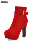 Large Sizes 33-43 Party Booties Woman Fashion High Heels Women's Shoes Sexy Add Fur Winter Ankle Boots female