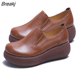 Wedges Shoes loafer round toe platform Pumps slip on Leisure party office lady casual