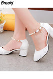 Spring And Summer Women Shoes Shallow Baotou Sandals Rough with 6 Cm High Heels Sandalias Femeninas Wedding Shoes