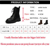 Brown Platform Ankle Boots Women Autumn Winter Thick Bottom Motorcycle Boots Woman Thicken Warm Lace Up Shoes