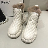 Women Boots Fashion Plus Velvet Winter Snow Boots Female Slip on Flat Casual Ankle Boots Ladies Short Boots Cotton