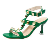 Women heels High Heels Rivet Women Pumps Party Female Sandals 2023 Pointed Toe Sandals Ladies Summer Footwear