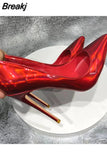 Shiny Women Pointy Toe Sexy Stiletto Pumps Fashion Designer Slip On 8cm 10cm 12cm High Heel Party Shoes QP148