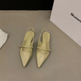 Pointed Toe Women Sandal Fashion Shallow Slip On Ladies Mary Jane Shoes Flats Heel Elegant Dress Slingback