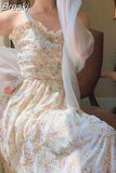 Strap Dress Women French Elegant Vintage Floral Dress Sweet 2023 Summer Fashion Clothing Party One Piece Dress