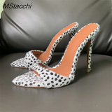 Heel Slippers Women Shoes Summer Peep Toe Mixed Colors Stiletto Sandals Sexy Party Ladies Shoes Luxury Woman