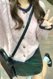 Autumn Pure Color Casual Tops Korean Fashion Y2k Clothing Woman Elegant Knitted Sweater Cardigan Long Sleeve Design
