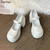 platform heels Gothic Punk Shoes Platforms Mary Jane Shoes Fashion Ladies Uniform Thick Heel Shoes College Lolita