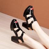 Thick-Heeled Lacquered Leather Sandals Women's 2023 Summer New Thick-Soled Waterproof Platform Size 4043100 Open-Toed