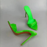 Horsehair Slippers Women Shoes Super-high Heel Stiletto Sandals Party Runway Pointed Peep Toe Women's Sandals Big Size