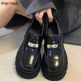 Style Woman High Heels Pumps Chaussure Femme Patent Leather College Shoes Lolita Cosplay Platform Chunky Sole