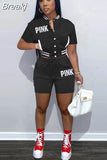 Camouflage Women Two Piece Sets Letter Print Short Sleeve Pockets Baseball Top Shorts Casual Summer Fashion