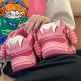 Korean Fashion Casual Kawaii Pink chunky shoes Platform Sports Sneaker Athletic Flat Board Shoe Tennis Shoes Sneakers