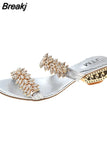 New Women Shoes Slippers Summer Beach Sandals Fashion Women Rhinestone Outdoor Slippers Flip Flops Shoes Women