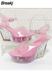 High Heeled Women Sandals 2023 European Style Sexy Nightclub Queen High Heel Crystal Pump Solid Color Lady Sandals