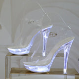 Sexy Ultra-heeled Sandals Ladies Stilettos Light Up Platform Sandals Transparent Crystal Shoes LED Glowing Shoes