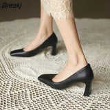 Autumn Women High Heels New Shallow Mouth Square Head French Retro Wild Thick Comfortable Heel Shoes Women 34-40
