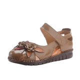 Head Layer Cowhide Cow Tendon Bottom Mother Shoes Flat Sandals Hole Hole Anti-Slip Soft Bottom Soft Surface National