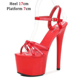 Stripper Heels Shoes For women Open Toe Sandals Girls Shoe for Party Club Women Sexy Show Sandals High Heels Red
