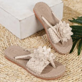 Women's Fashion Trend Flip Flops Slippers Woman Flat Vacation Holiday Braided Floral Pattern Open Toe Sandals Shoes Size