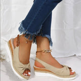 for Women Fashion Buckle Peep Toe Comfort Lightweight Wedges Sandals Summer Wear-resistant Women Office Wedding