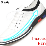 Men's Shoes, Men's Leather Shoes, Men's Leather Casual Inner Increase Korean Version of Sneakers, White Low-top Shoes