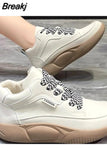 Platform Heels Casual Sport Women Shoes Flats Running Pu Leather Sneakers Woman Autumn New Thick Lace Up Mujer