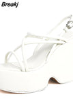 Wedge Heels Sandals For Women 2023 Summer Chunky Heeled Casual Ankle Strap Fashion Women Sandals