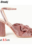 VIP 2023 Summer Woman Sandals Round Heels Super High Heel With Butterfly-knot Sweet Lady Office Shoes Plus Size