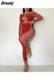 Hollow Out Jumpsuits Women 2023 New Off Shoulder Sexy Hole Skinny Elastic Club Streetwear Solid Rompers Female