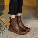 New Women's Boots Autumn Retro Brown Ladies British Style Flat Casual Ankle Boots Botas Mujer Female Platform Short
