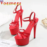 Stripper Heels Shoes For women Open Toe Sandals Girls Shoe for Party Club Women Sexy Show Sandals High Heels Red