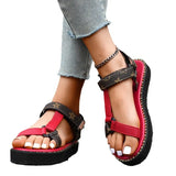 Breakj Plus Size Sandals Female Summer New Round Head Thick Bottom One Word Buckle Belt Wear Casual Flat Women's