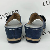 Flower Platform Wedges Heels Slippers Women Hollow Out Thick Sole Sandals Woman Summer 2023 Plus Size Casual Shoes