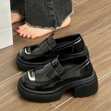 Loafers Platform Women Loafers Fashion Round Toe Chunky Heels Retro Flat Shoes Female Slip on Casual Dress Women