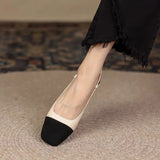 New Colorblock Splicing Shallow Mouth Fashionable and Simple Style Outwear Women's Sandals High Heel Single Shoes