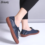 New Plus Size Women's Shoes Fashion Lace up Casual Flat Loafers Female rubber soft sole Walking Shoes zapatillas