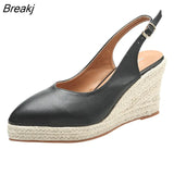 High Heels Sandals Women Summer Shoes Pointed toe Brand Ladies Party Shoes Women Wedges Sandals Soft Leather Sandal