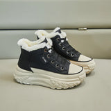 New High Top Cotton Sneakers Fashion Plush Warm Sports Dad's Shoes Color Matching Casual Running Platform Vulcanize