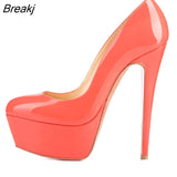 Women Pumps Extremely High Heels Shoes14cm Sexy Patent Leather Woman Wedding Party Shoes Stiletto Red