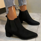 Autumn Winter Women Boots Pointed Toe Slip on Female Ankle Booties Fashion Simple Low Heel Short Chelsea Boots Botas