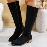 Breakj And Small Man Showing Thin Velvet Over The Knee Boots Female Side Zipper High Heel Long Barrel Fashion Boots
