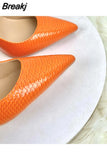 Women Pumps Shoes Snake's Pattern Pointed Toe Sexy High Heels 12 cm Designer Shoes plus size 33-45 YG020
