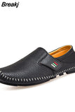 Men Soft Casual Loafers Handmade Leisure Shoes Breathable Slip-On Flats Comfortable for Drive White Sneakers for