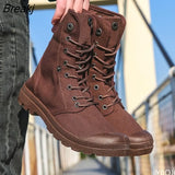 men Outdoor shoes thick-soled high-top canvas shoes men flip fashion sports shoes