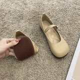 Mary Jane Shoes Flat Soles Women's Shoes 2024 Autumn New Round Head Lovely Small Leisure Leather Shoes Women's