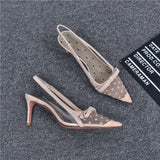 Women's Shoes 2023 Summer Fashion Pointy Bow Mesh Breathable Stiletto Heel Shallow Sandals for Women Zapatos De
