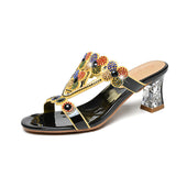 Slippers Women Wear Fashionable Water Drill Sandals Summer New Open-Toed Sandals Low-Heeled